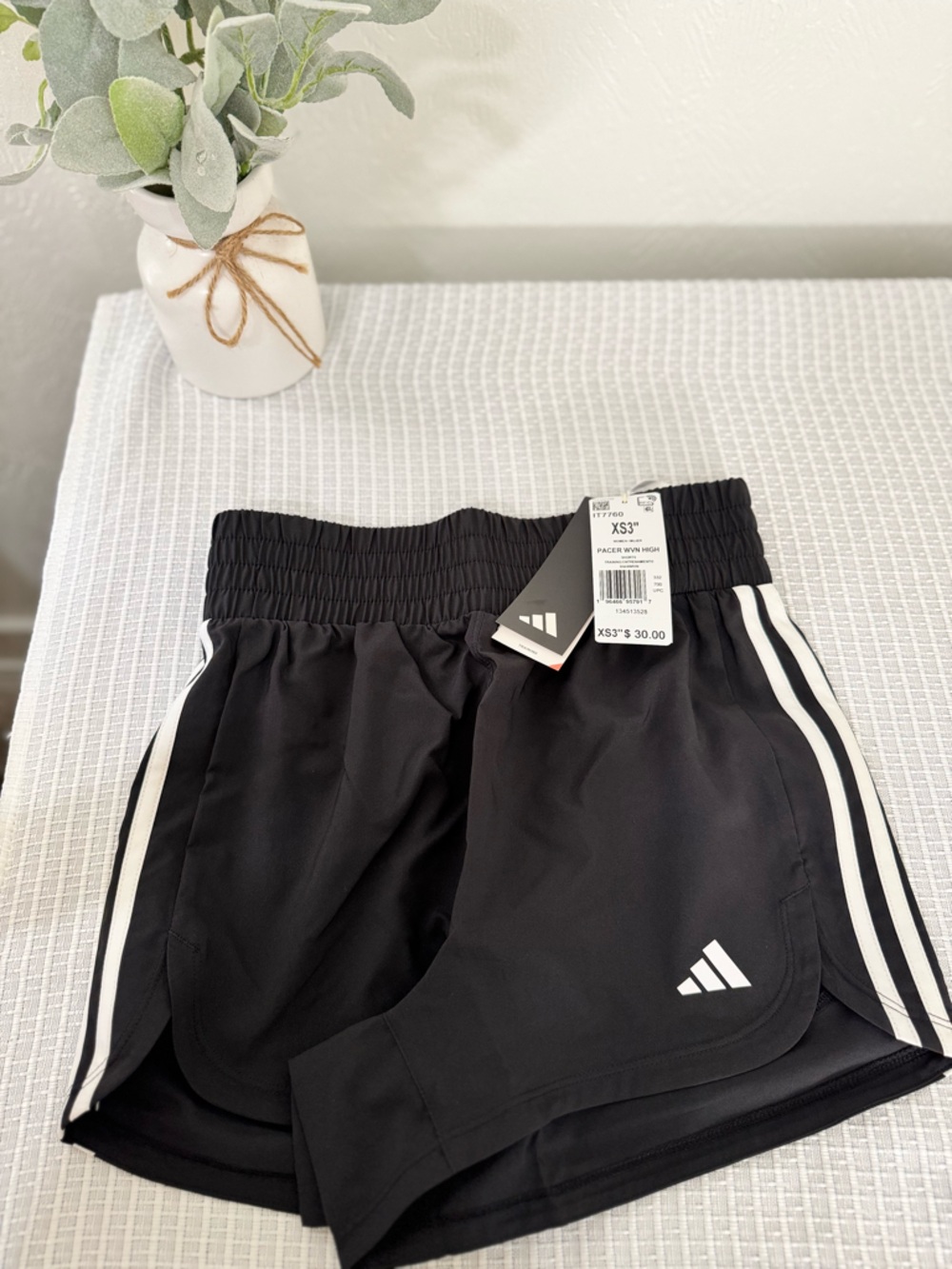 adidas Black Athletic Shorts with White Three-Stripes